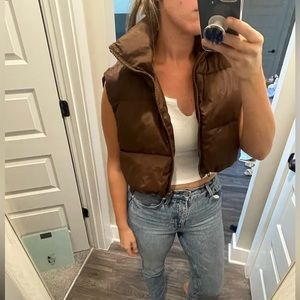 Cropped brown vest